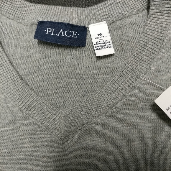NWT V-Neck Sweater Vest Boys 16 XXL Smoke Grey The Children’s Place - Picture 9 of 13